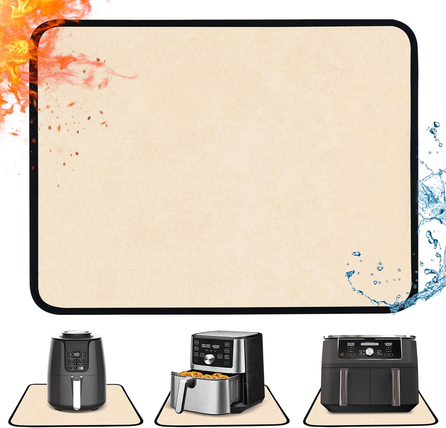 Heat Resistant Mat for Air Fryer, 15 x 18in Countertop Protector, Fireproof Silicone Appliance Slider for Coffee Maker, Toaster, Oven – Khaki Heat Resistant Mat for Air Fryer, 15 x 18in Countertop Protector, Fireproof Silicone Appliance Slider for Coffee Maker, Toaster, Oven – Khaki