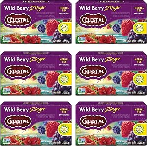 Celestial Seasonings Thé Herbal Wild Berry Zinger, 20 Comptes (Paquet de 6)