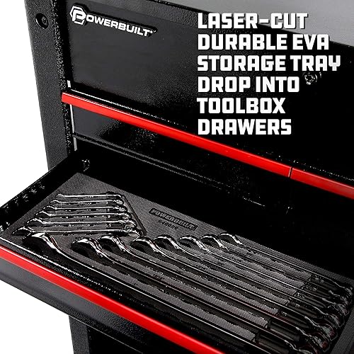 Miniatura 58 de Powerbuilt Juego de herramientas de llaves combinadas, 7 tamaños SAE, llaves hexagonales de extremo abierto y Z-Drive, desplazamiento de 15 grados