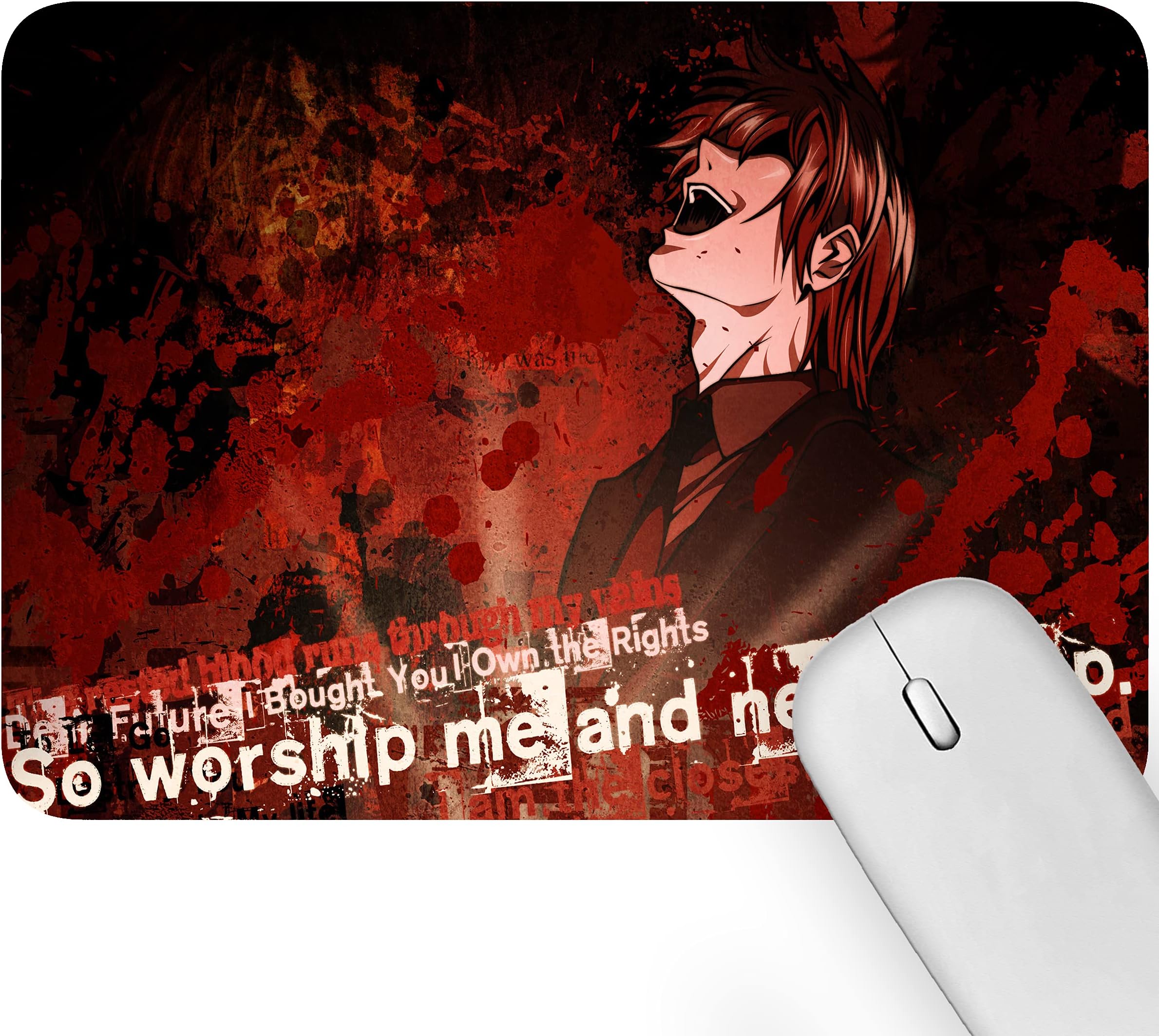 Artich Anime Mouse Pad Desk Mat Laptop Pad Gaming Mouse Pad Office/Computer Super Soft Non-Slip Rubber Base and Lycra Cloth Surface for Silky Touch Rectangle Death Note Worship The Light