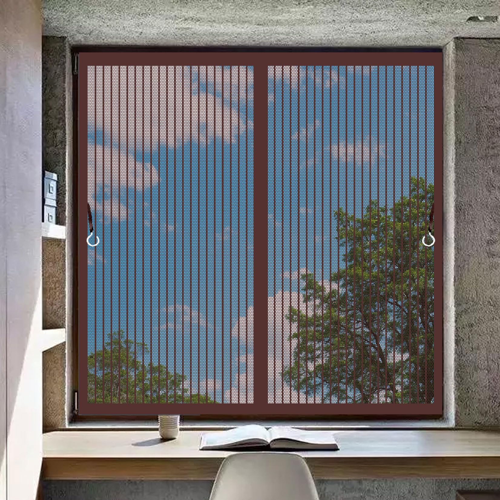 Moustiquaire de salle de bain et buanderie anti-insecte marron