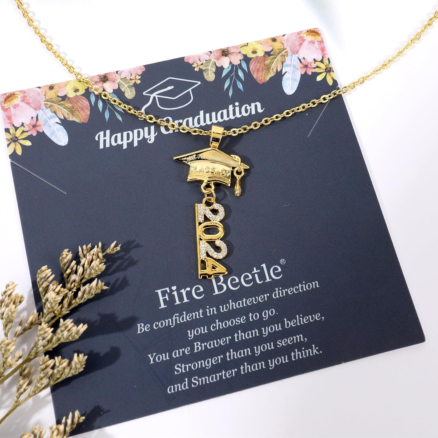 Graduation Gifts for Her 2024, Class of 2024 Graduation Necklace, Senior High School or College Graduation Gifts for Best Friends Daughter Women Men, Jewelry with Gift Box and Card - Image 4