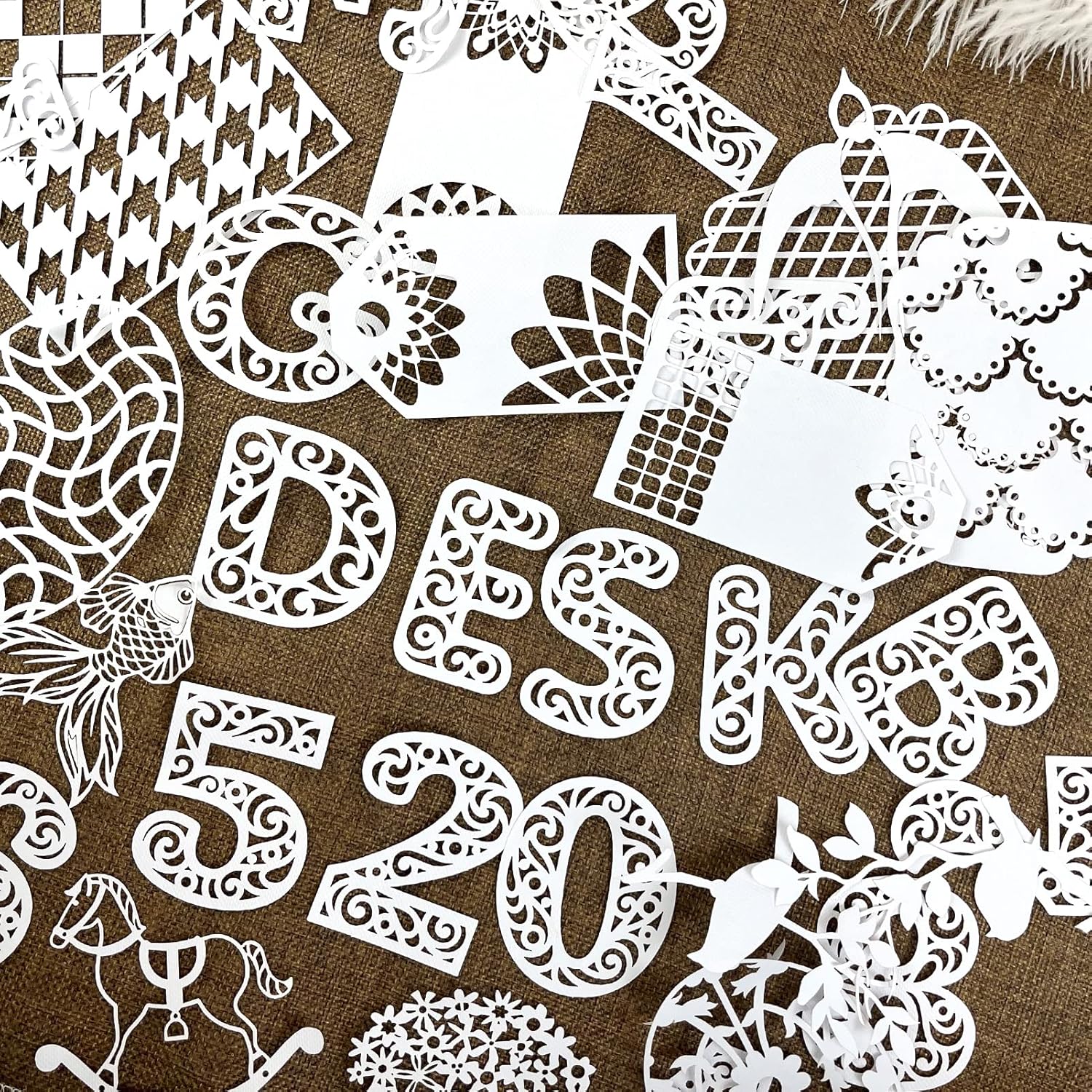 Vintage Scrapbooking Supplies Pack - 40 Pcs Cutout Lace Scrapbook Paper Feathers, Flowers, Leaves, Frame White Cutout Decorative Paper DIY Craft Paper Stationery for Junk Bullet Journaling Supplies : Arts, Crafts & Sewing