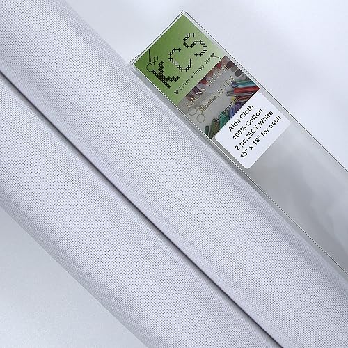 Miniatura 149 de KCS 2 piezas de tela de algodón Aida de punto de cruz contado de 15" x 18" para bordado (Lino, 14CT)