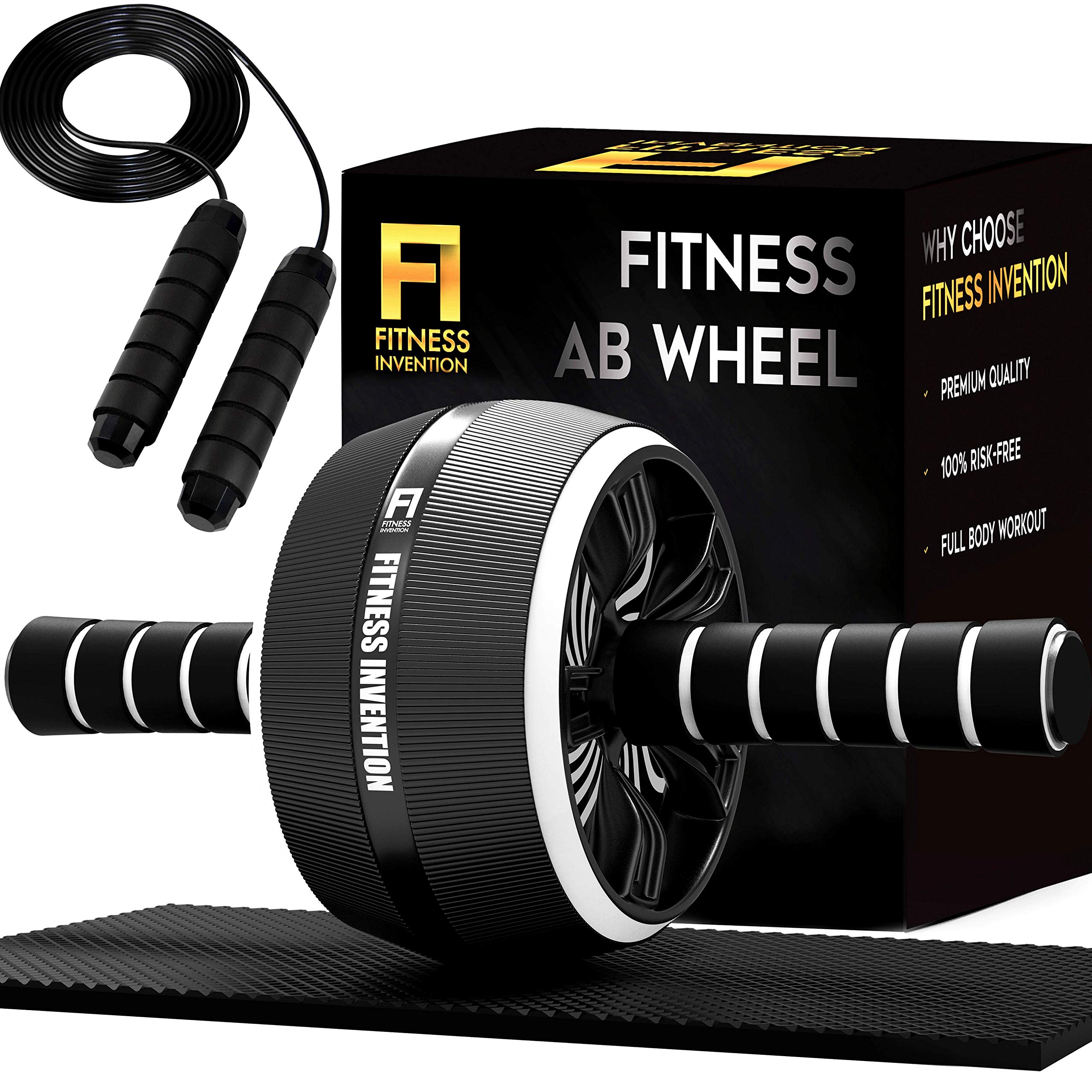 Ab Roller Wheel - 3-in-1 AB Roller Kit with Premium Jump Rope, Knee Pad - Ab Wheel Roller for Home Gym - Speed Jump Rope - Abs Roller Wheel for Core - Ab Wheel Workout Equipment