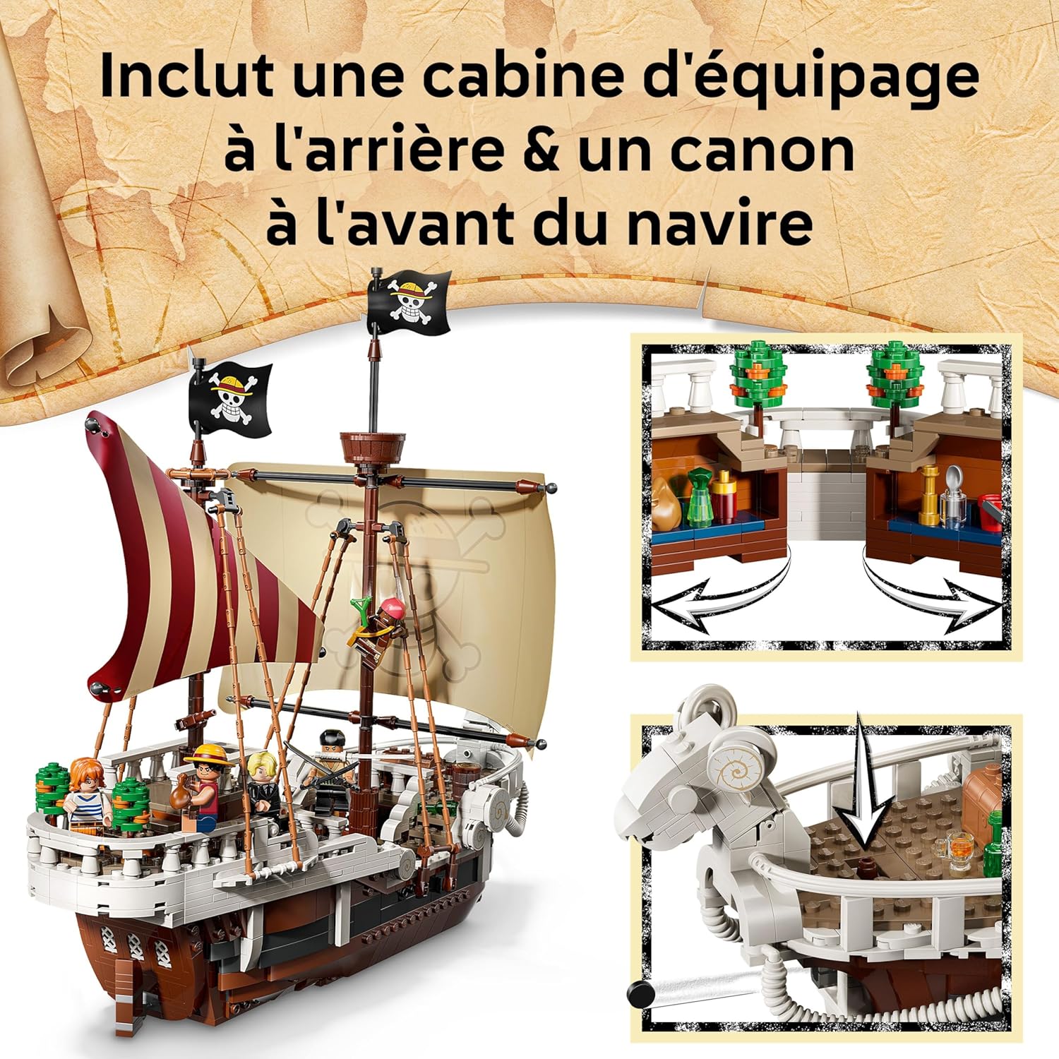 LEGO ONE PIECE Bateau Pirate Vogue Merry 75639 – Maquette 1 376 pièces avec 5 Minifigurines, Jouet Anime dès 10 Ans - Description