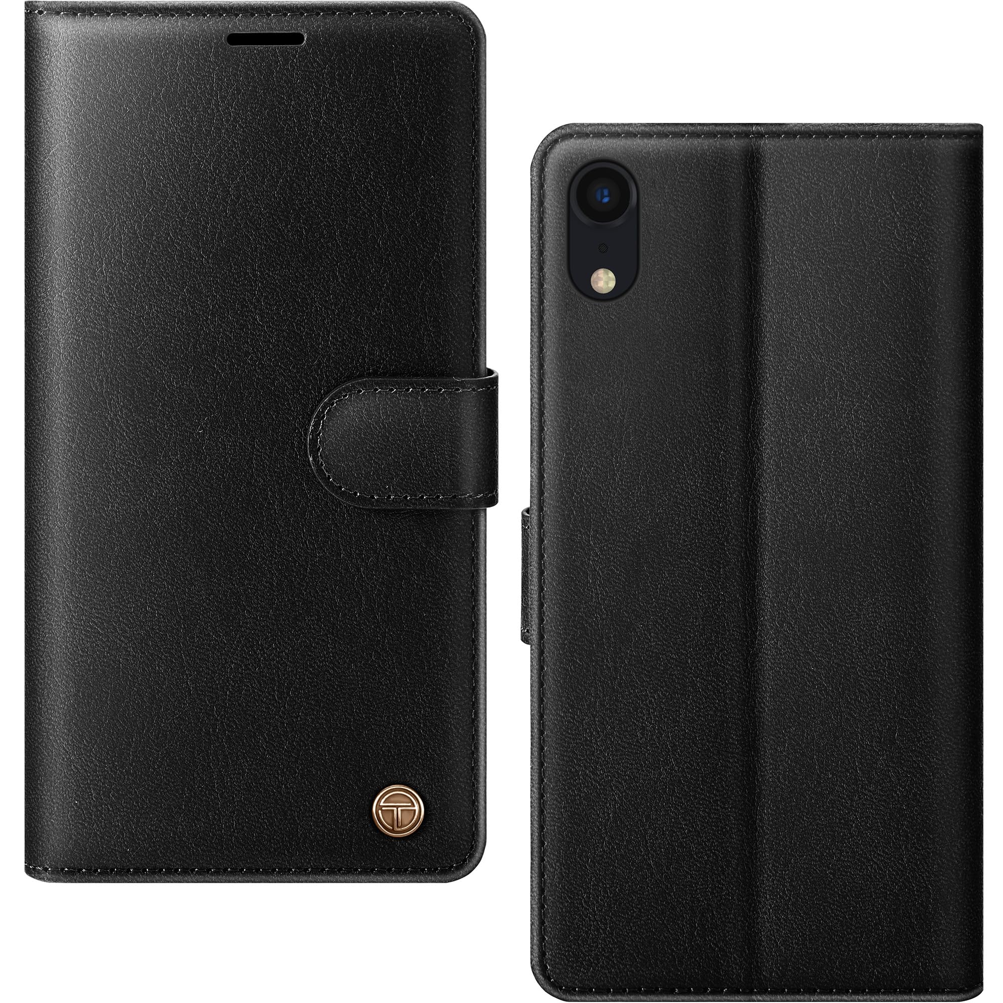 for iPhone XR Case, Flip Wallet Leather Phone Case with [4 Card Slots] [Kickstand] [RFID Blocking] Magnetic Protective Shockproof Cover for iPhone XR Phone Case - Black