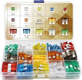 Qizpcer 140PCS Blade Automotive Fuses Kit - Standard & Mini ATO/ATC Assortment (5A-30A) for Car Truck RV Boat Marine