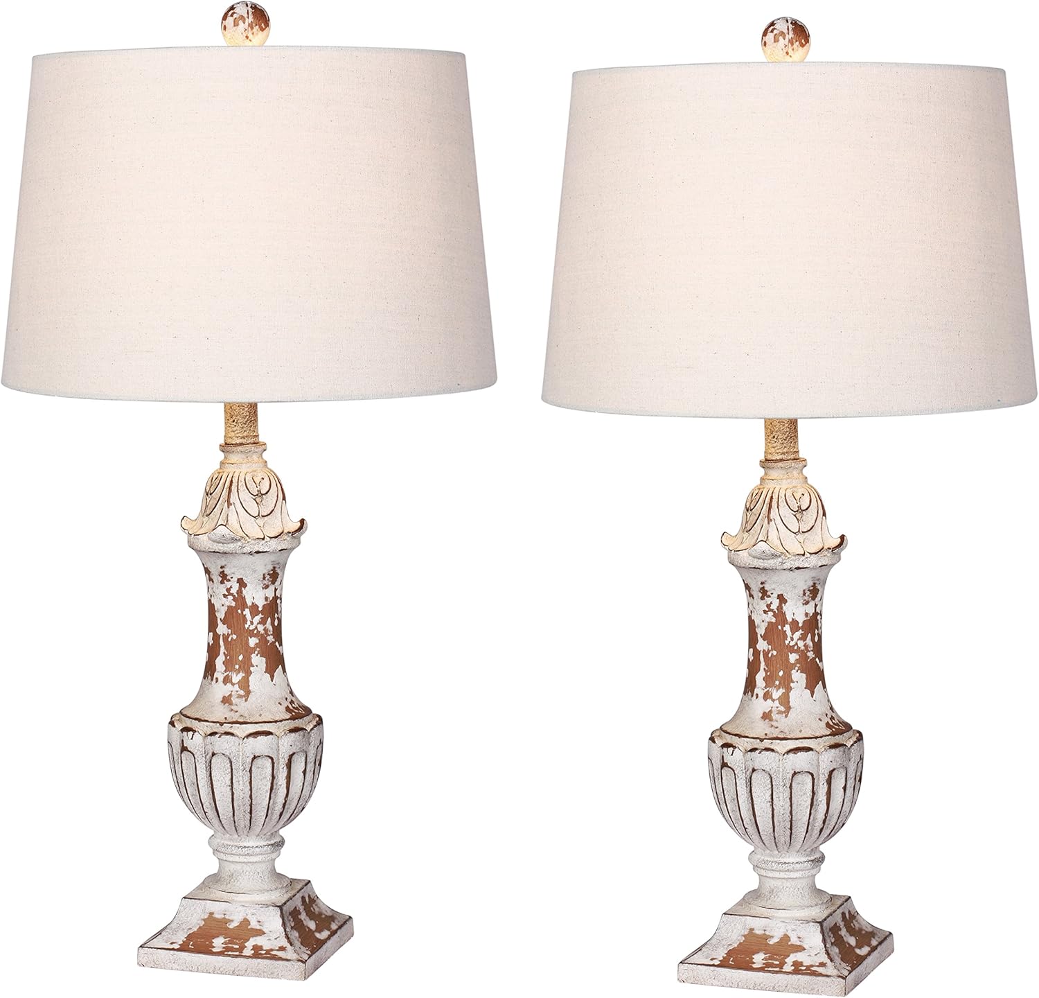 Cory Martin W-6245AM-2PK Distressed Decorative Urn Resin Table Lamps, 29.5", Antique Metallic