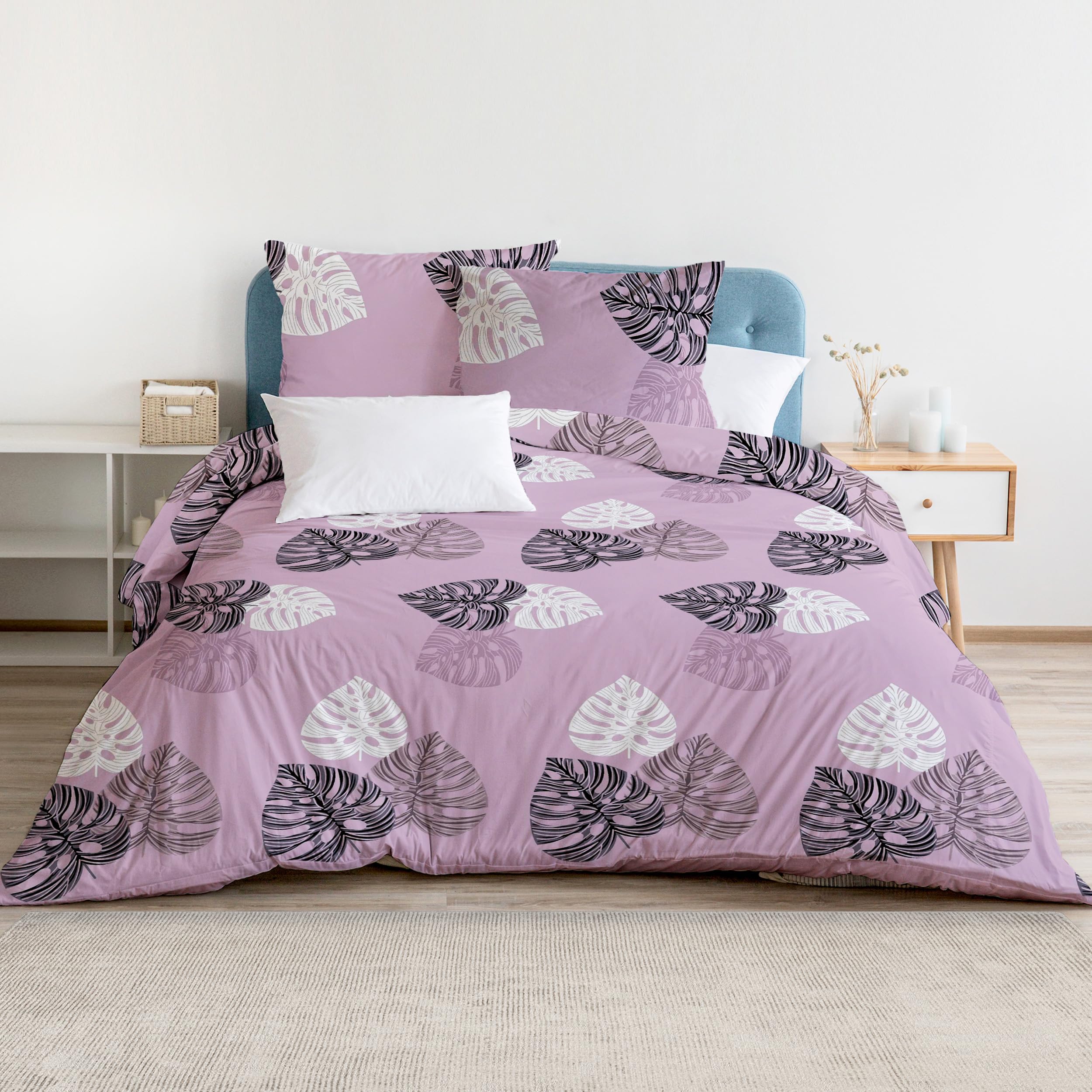 HOMEYA - Juego de Fundas Nórdicas Cama 90 de 3 Piezas - Funda Edredón Poliéster 150x220 con 1 Funda de Almohada 45x70 y Bajera Ajustable 90x190x20, Patrón Moderna de Poliéster Estampado