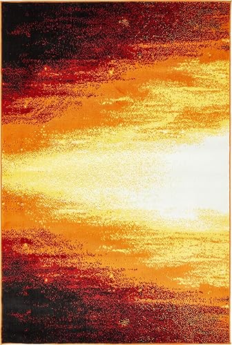 Unique Loom Metro Collection - Alfombra contemporánea abstracta y cálida con velas, 4 x 6 pies, naranjaamarillo