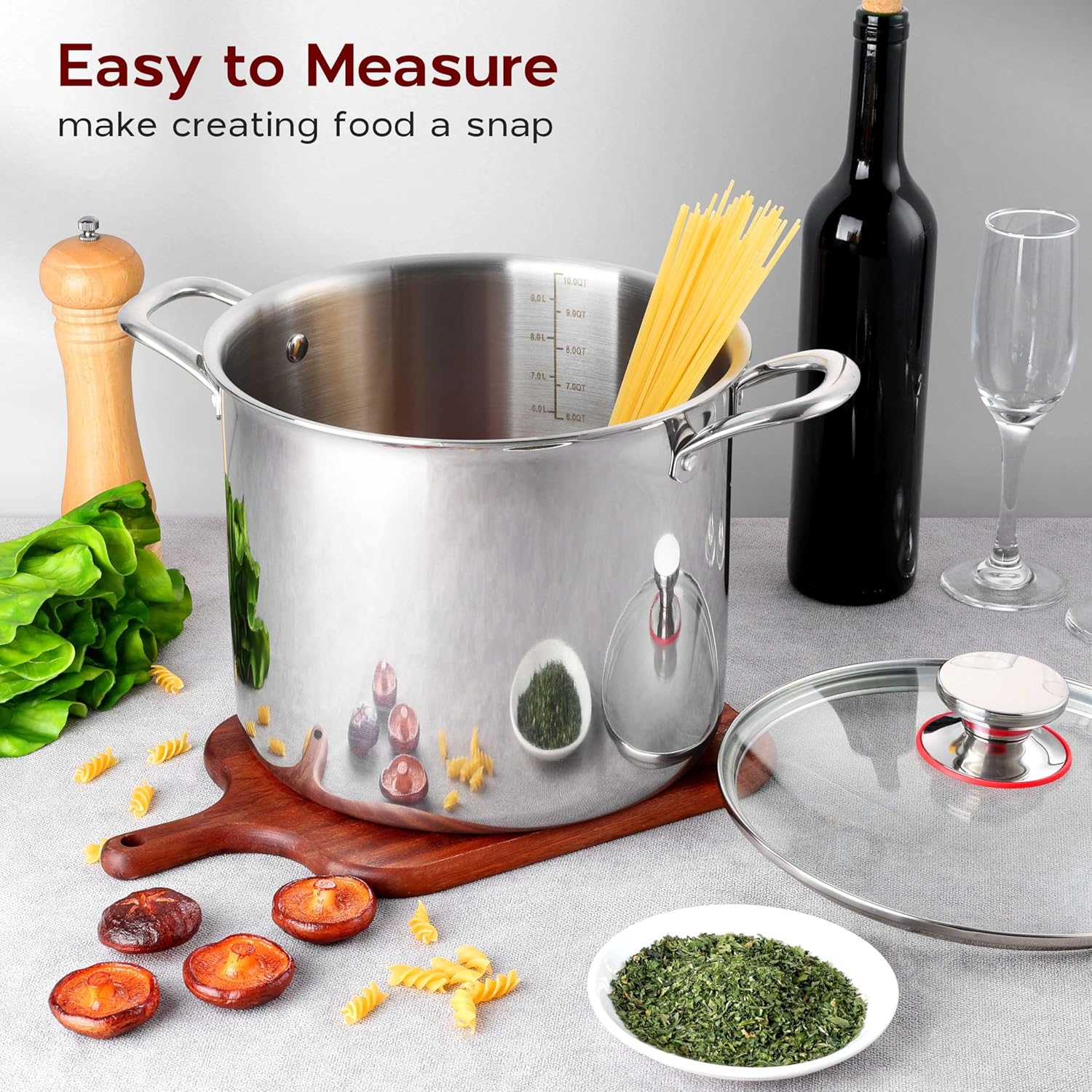 10 Quart Soup Pot with Lid, Onader Tri-Ply Large Stock Pot for Cooking, Stainless Steel Stockpot