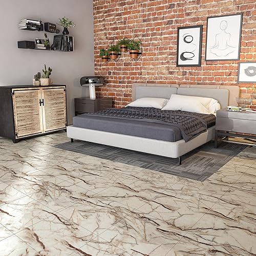 Miniatura 84 de CHICHOME Paquete de 32 azulejos de vinilo impermeables para despegar y pegar, de 12 x 12 pulgadas, autoadhesivos, removibles de mármol gris