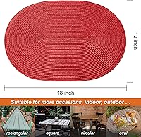 Vista 2 de AHHFSMEI Placemats Set of 6 for Dining Table Washable Woven Non-Slip 18x12 inches Placemat Heat-Resistant Durable Table Mats for Dining Table Easy