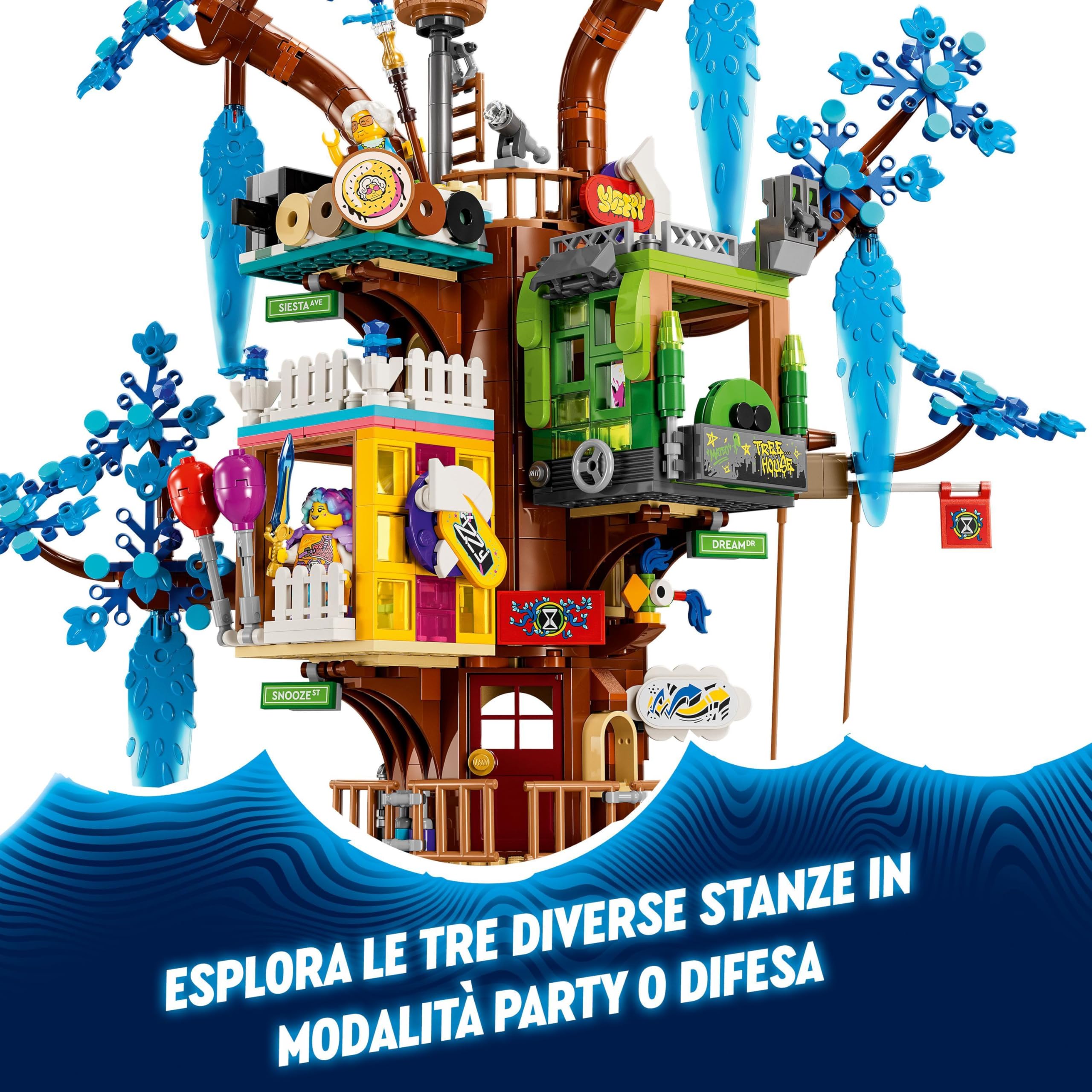 LEGO DREAMZzz 2 in 1 La Fantastica Casa sull’Albero Giocattolo da Costruire in 2 Modalità con Minifigure della Signora Castillo, Izzie, Mateo e Cacciatore Notturno, Giochi Creativi dal TV Show 71461