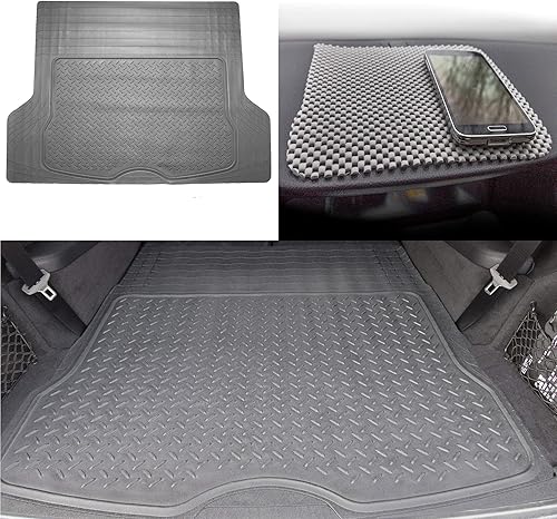 Miniatura 2 de TLH Tapete de carga de color negro recortable para maletero de coche con almohadilla de tablero gris, alfombrilla de carga de goma de ajuste