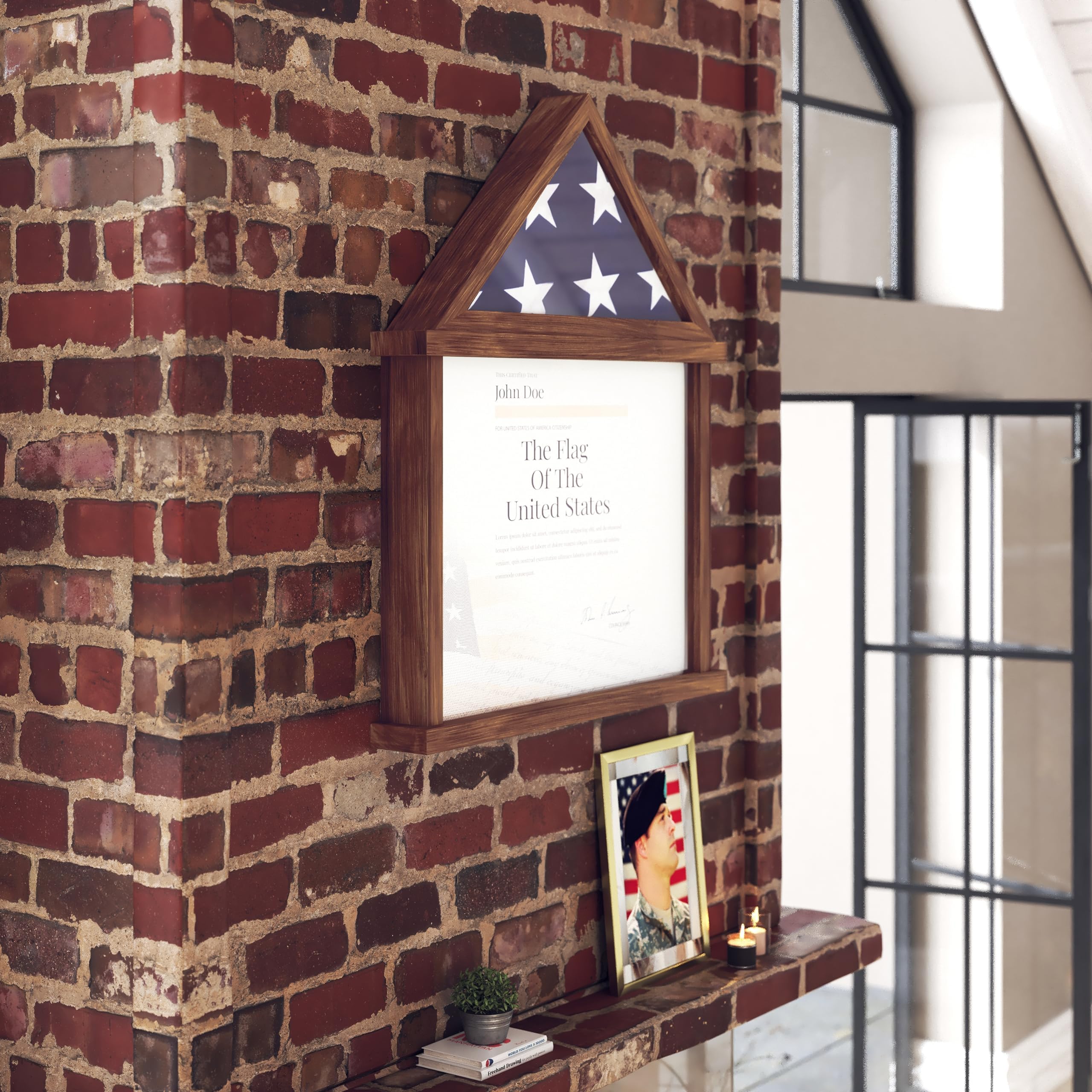 Amazon flash furniture quincy flag and certificate display case