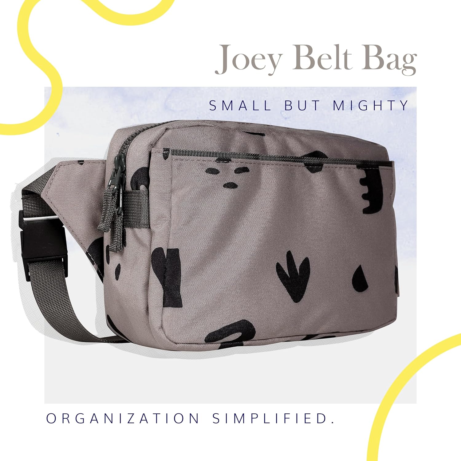 Red Rovr Everyday Joey Belt Bag | Organization & Zipper pockets |Adjustable Strap for All Ages (Truffle Doodle) - Image 3