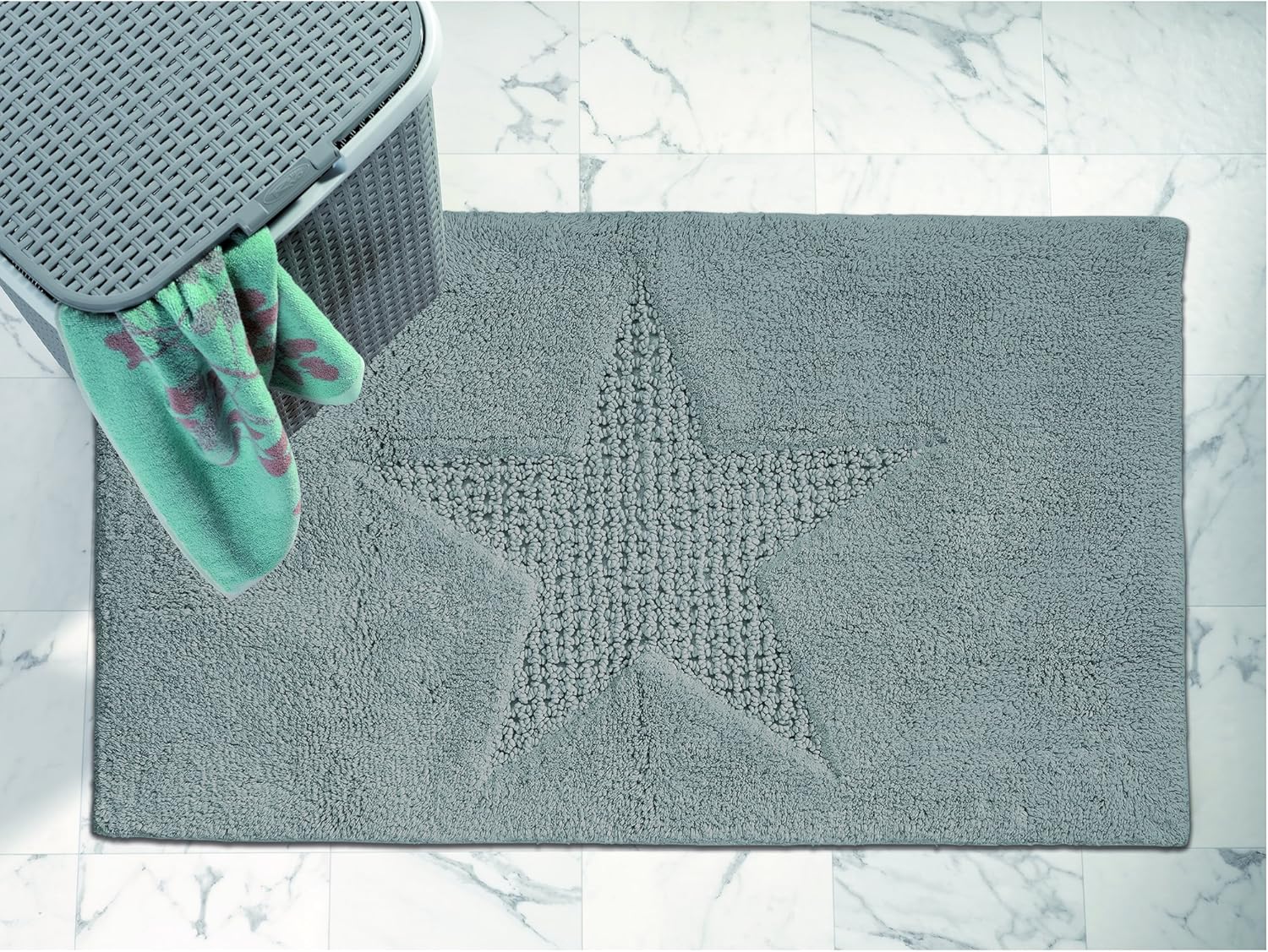 Kecku Bath Mat Lindano, 100% Cotton, Gletschergrau, 100 x 60 x 1 cm