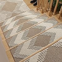 PADOOR 15-Pack 3D Non-Slip Peel & Stick Stair Treads for Wooden Steps - Washable Reusable Rugs, Kid & Pet Safe, 8x30" Brown