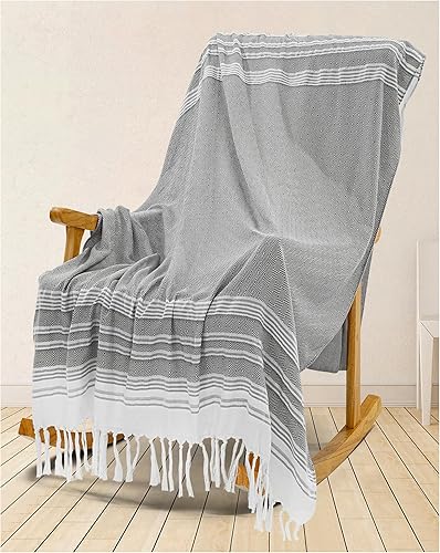 Miniatura 19 de Genovega Manta grande de verano, decoración bohemia neutra para cama, sofá, silla, decorativa, ligera, mexicana, bohemia, algodón, blanco, crema,