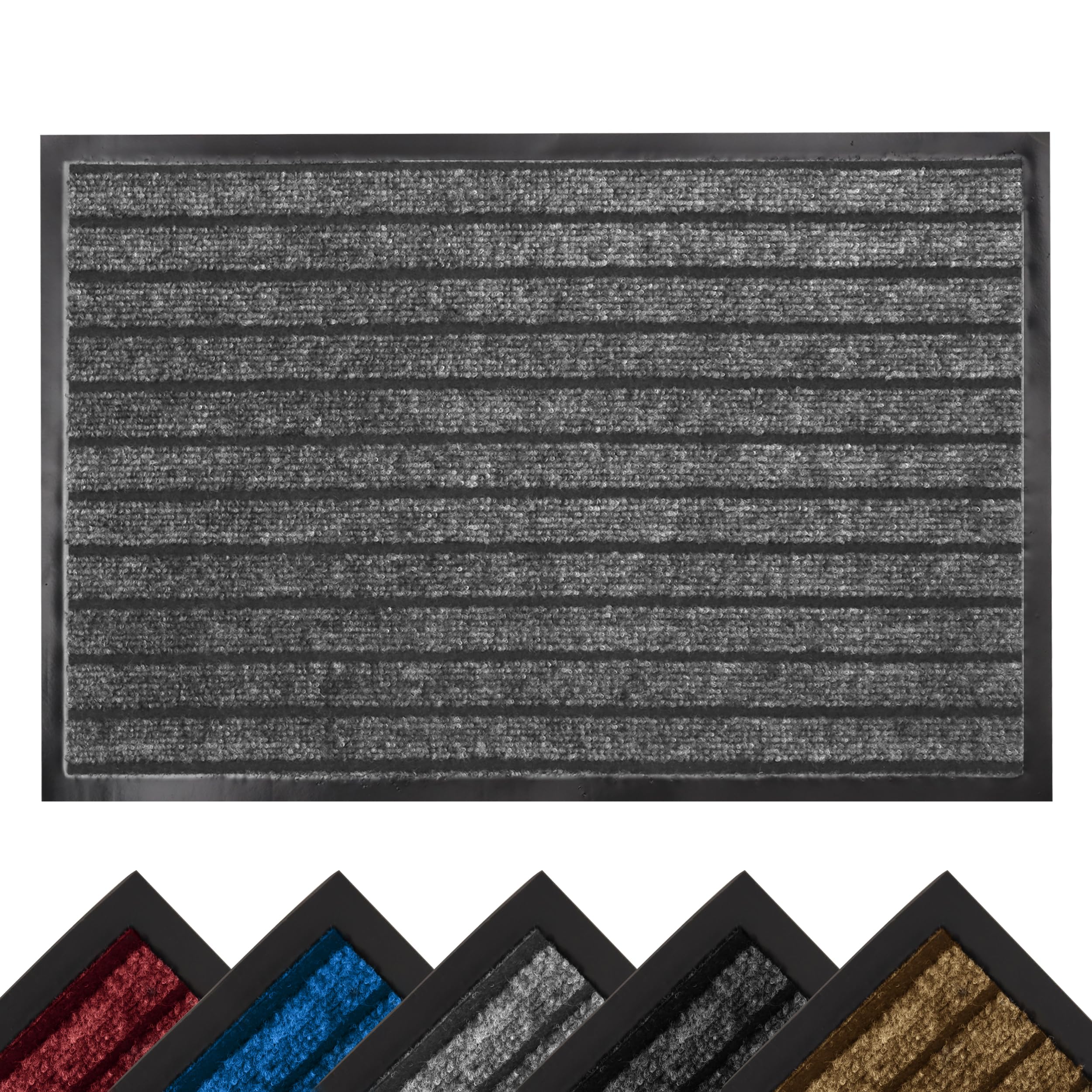 Imperial Rooms Grey Door Mat Non Slip – Rubber mat 60x90cm Machine Washable Door Matts indoor Dirt Trapper Super Absorbent Door Mats Outdoor