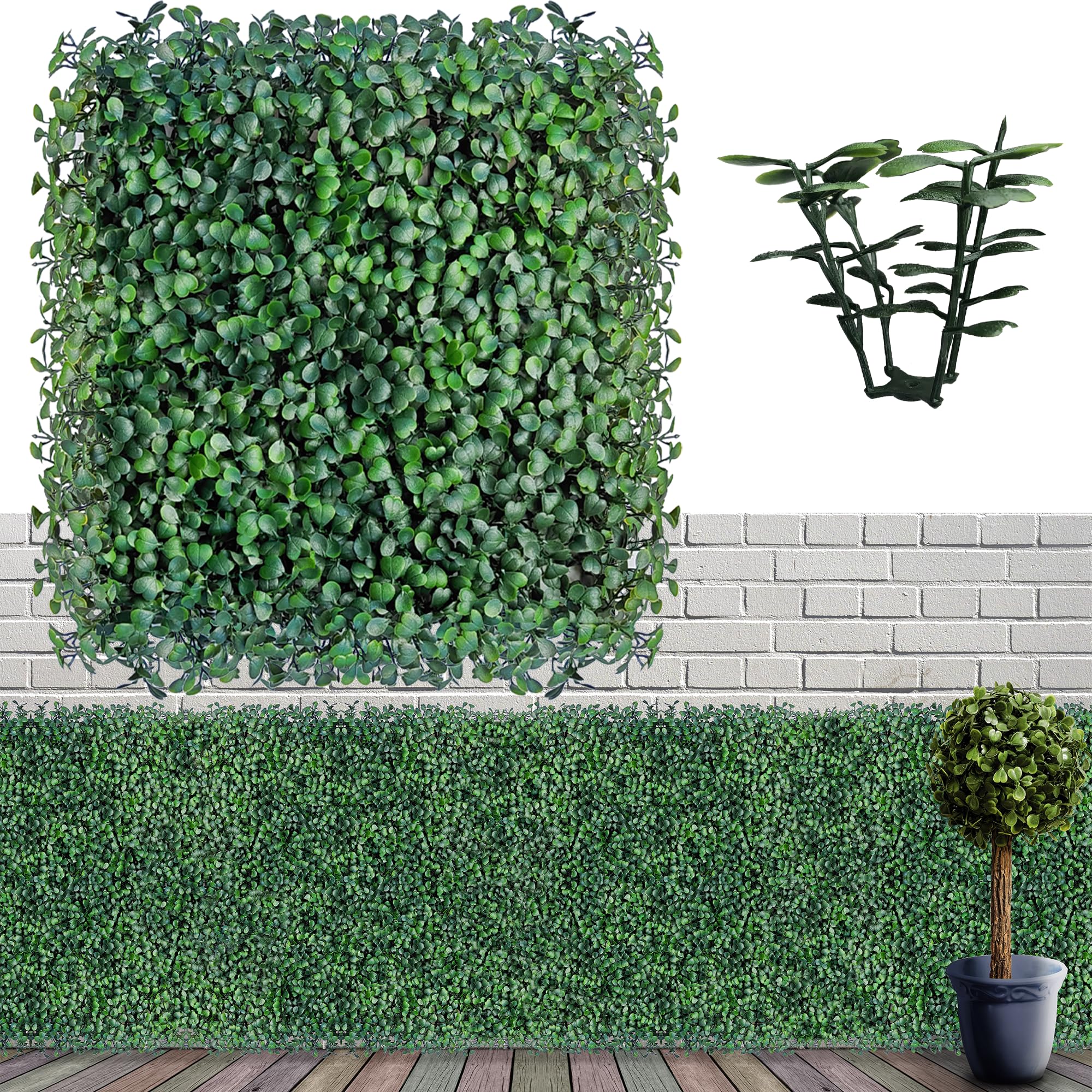 ODTORY Artificial Grass Wall Panels Backdrop,10 X 10 in 12P (8.4 sqft) UV-Anti More Dense Greenery Boxwood Panels for Indoor Outdoor Green Wall Decor & Ivy Fence Covering Privacy
