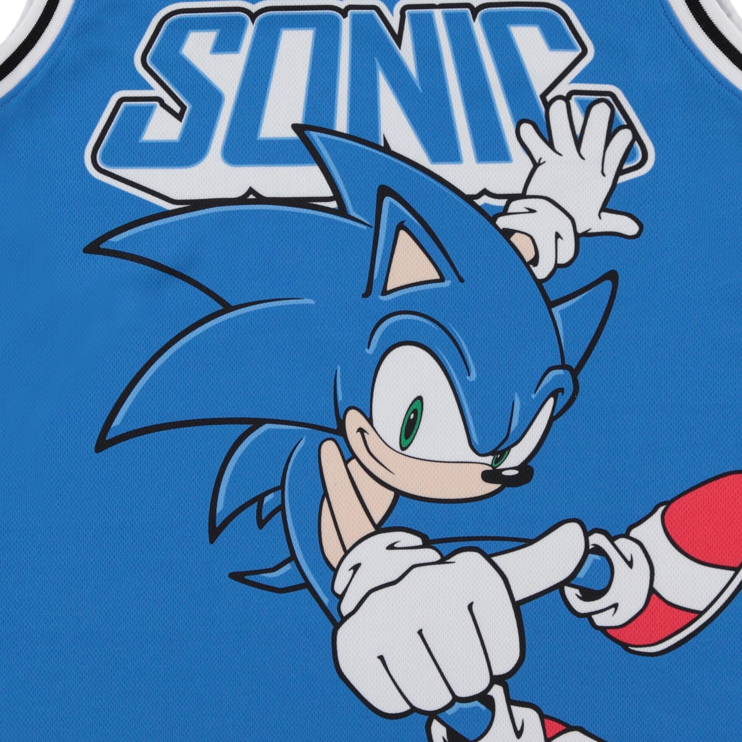 Sonic The Hedgehog - Set di abbigliamento da basket con maglietta e pantaloncini, taglie da 36 a 52