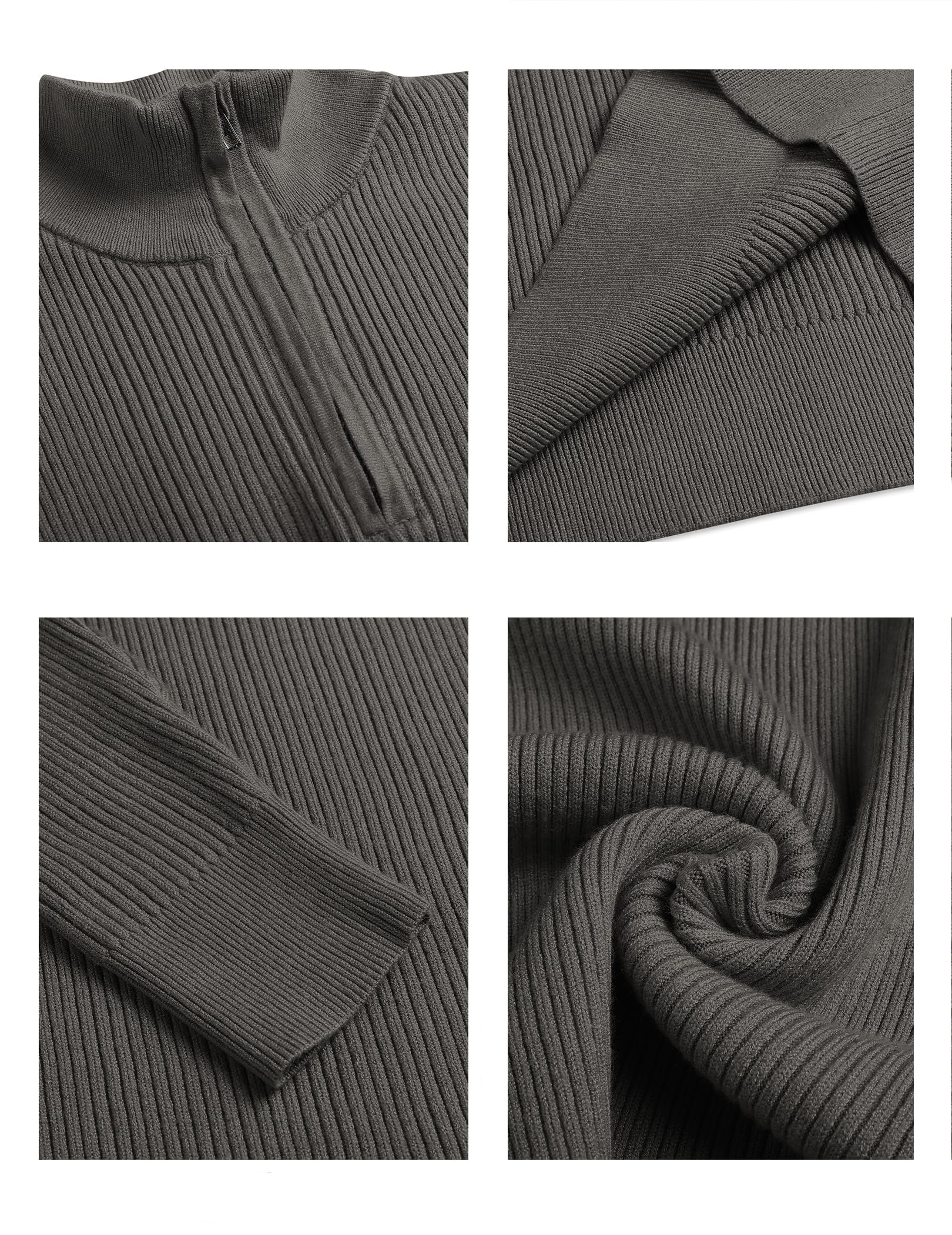COOFANDY Jersey Hombre Invierno Suéter Cuello Alto Regular Fit Jersey de Canalé con Cremallera de un Cuarto Suéteres de Punto