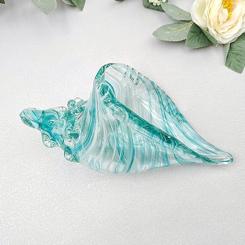 Miniatura 5 de HOWFIELD Caracola de cristal soplada a mano para decoración del hogar, figura de conchas de mar de cristal, escultura de vidrio artístico,