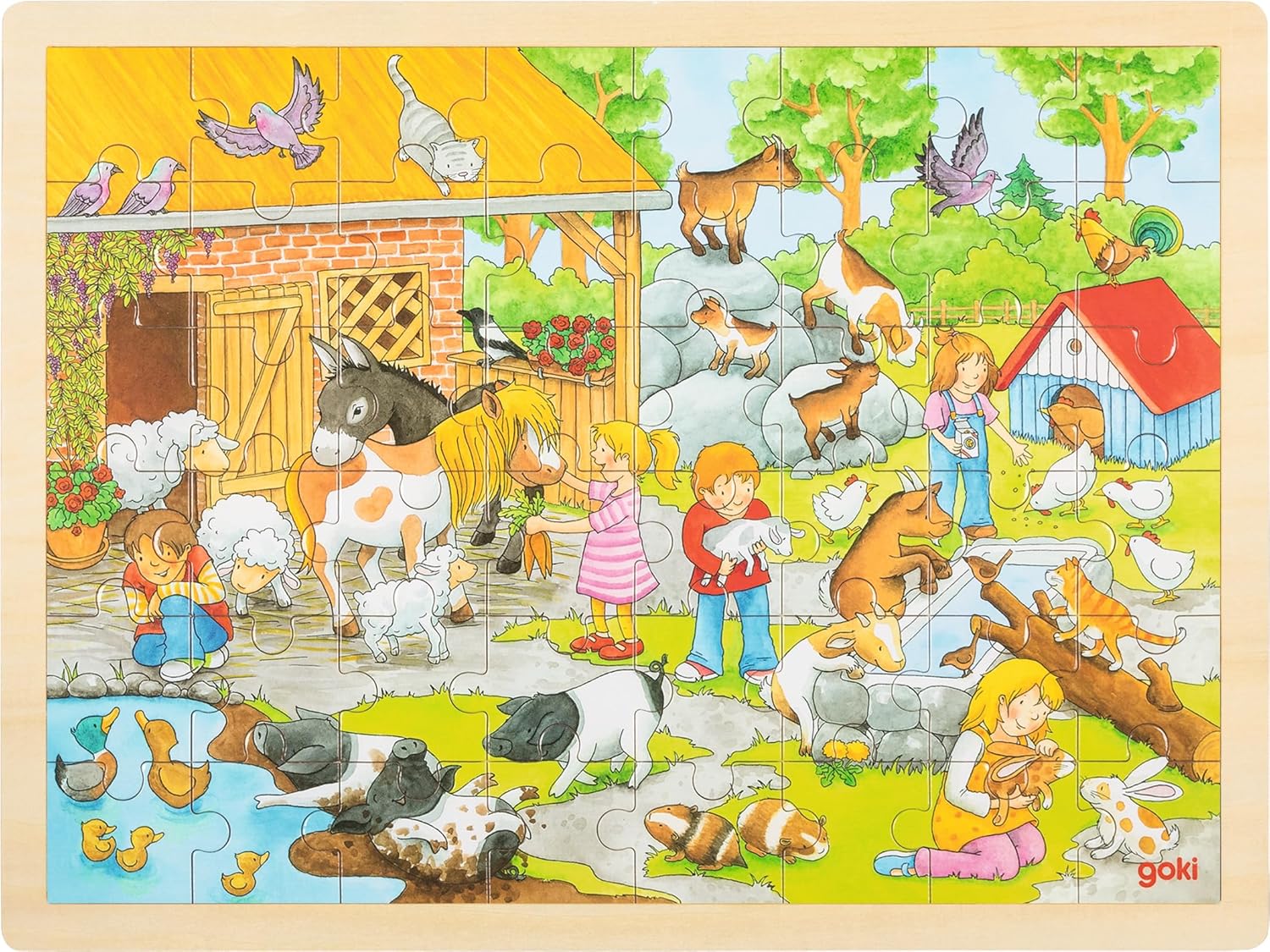 Goki 57685 Puzzle, Petting Zoo, Mixed