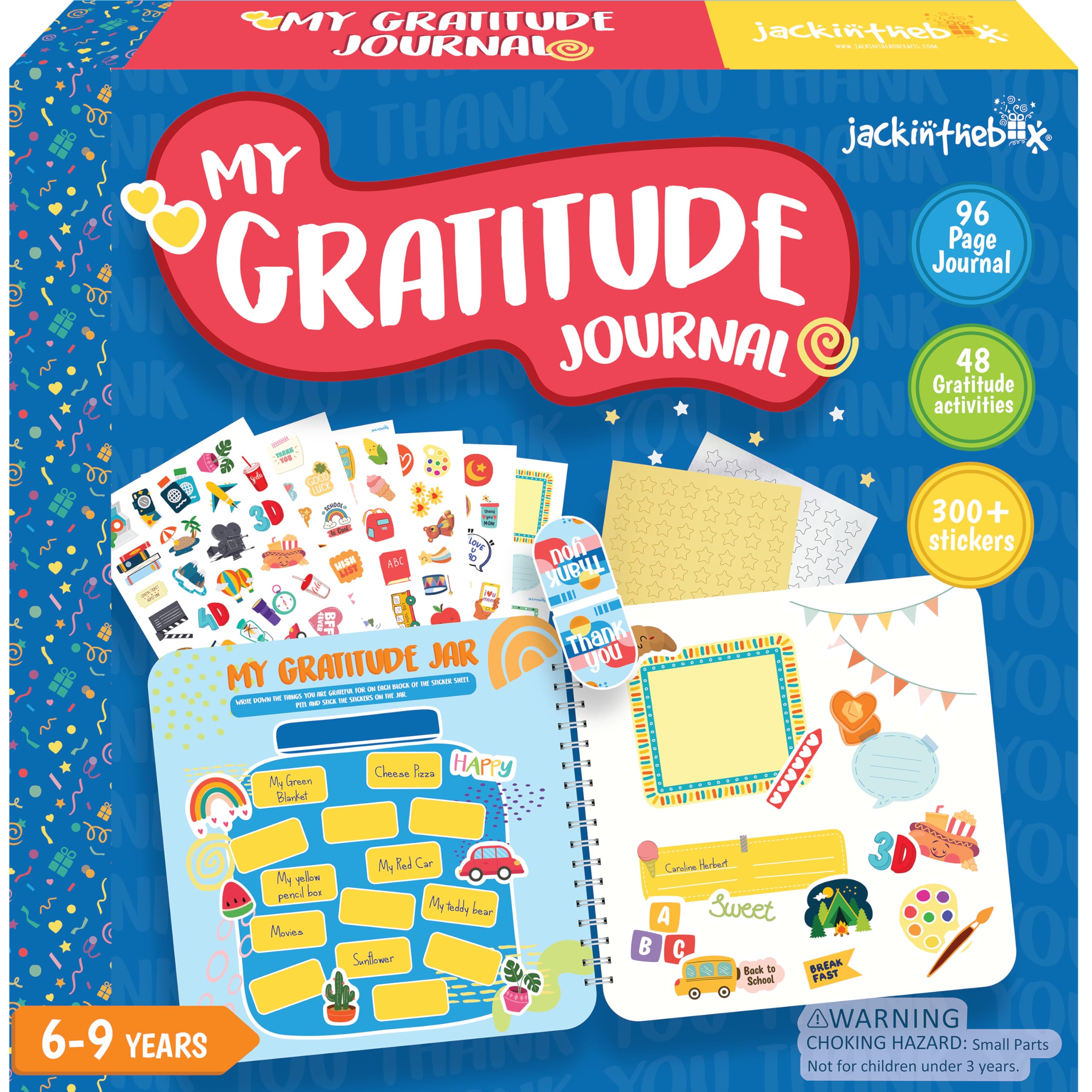 Jack In The Box DIY Daily Journal for Kids Ages 6-9, 305 Pcs, Great Gratitude Journal for Kids, Includes 48 Fun Gratitude Activities for 6-9 Year Old Girls and Boys