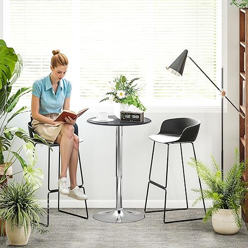 Miniatura 2 de HOMCOM Mesa redonda de bar de 25 pulgadas, altura ajustable y mesa giratoria de 360° para sala de estar, comedor, bar, bistró, color negro