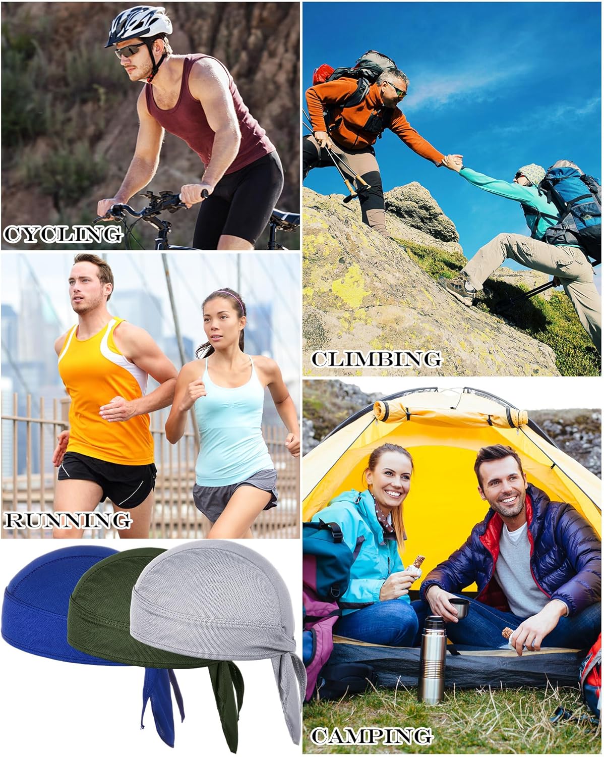 Foaincore 8 Pack Do Rag Skull Caps for Men Sweat Wicking Doo Rags Cooling Helmet Liner Cycling Motorcycle Bandana - Image 7