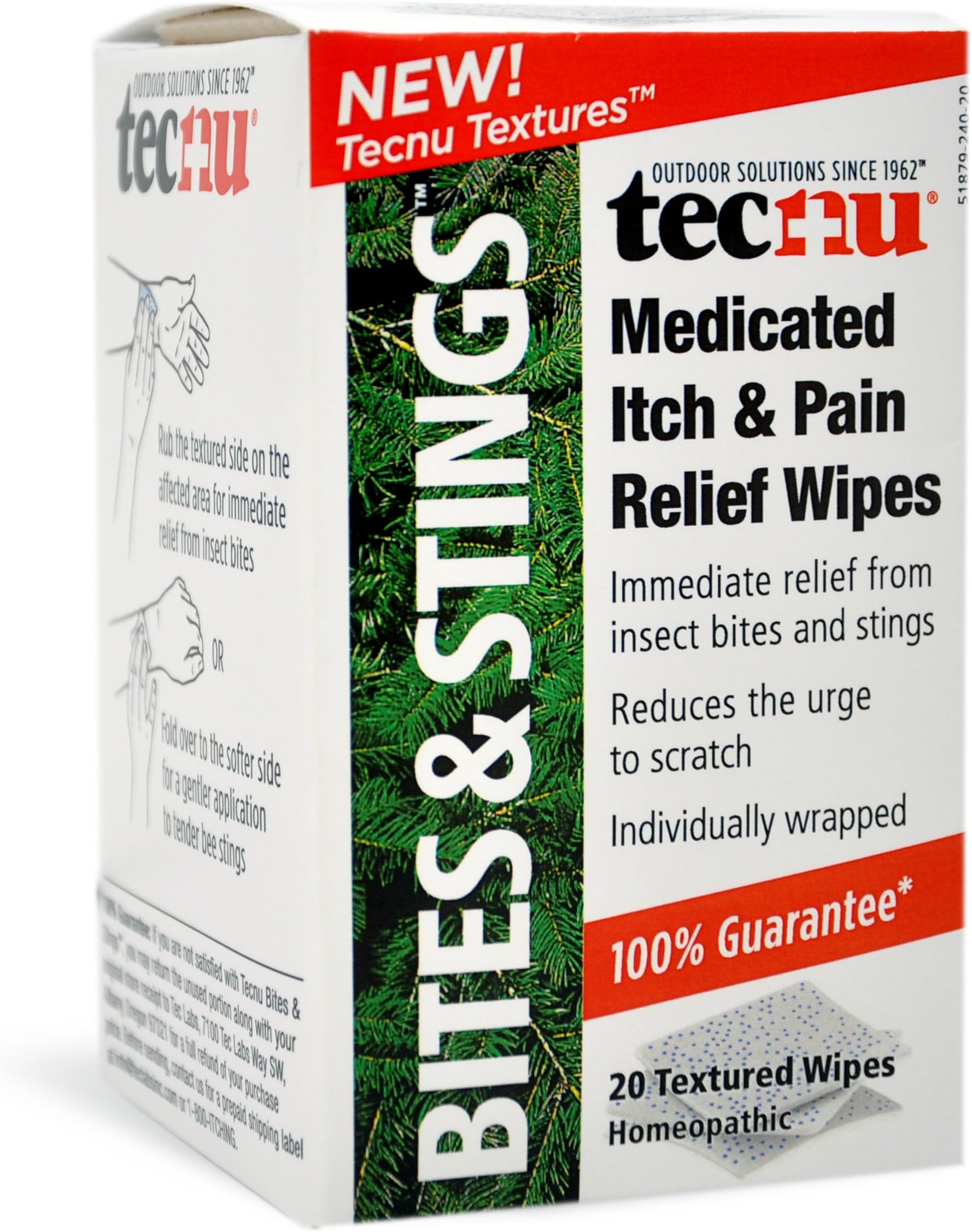 Tecnu Bites and Stings Medicated Itch and Pain Relief Wipes, 20 Count