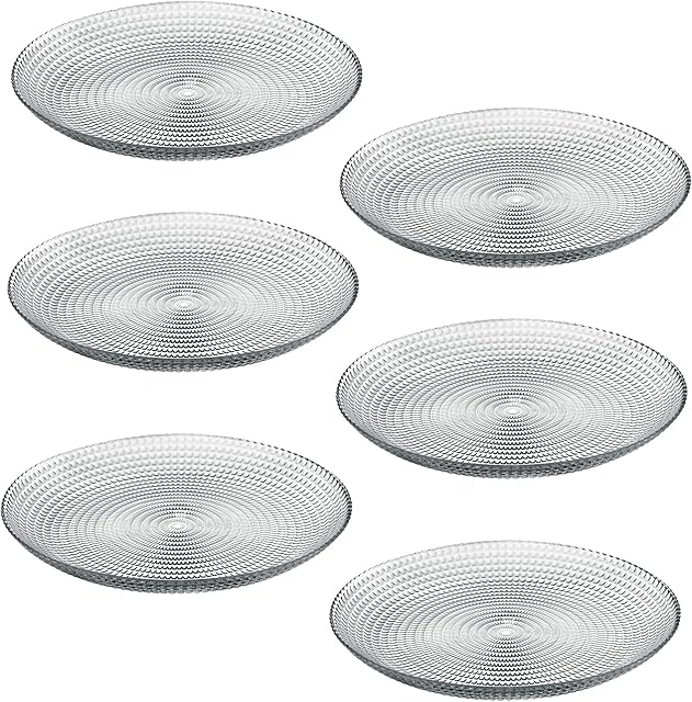 Queensway Home & Dining Dinner Dessert Stackable Serving Clear Glass Plate Dish Set of 6/12 (6 x Dessert Plate)