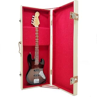 Mini guitar JACO PASTORIUS Jazz Bass Réplique basse tribute model + boîtier rigide à échelle 1:4 Guitare miniature avec étui de collection music gadget rock mémorable - Les Beatles, Paul McCartney, John Lennon, RIngo Starr, George Harrison