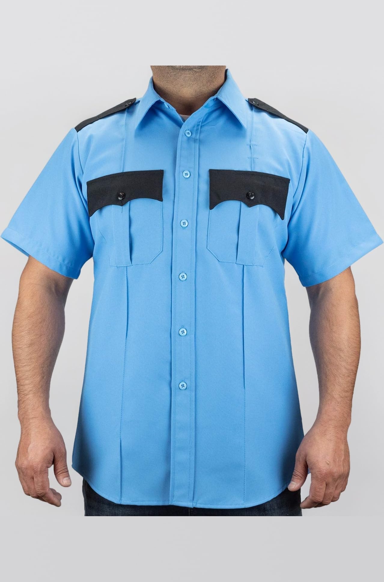 100% Polyester Two Tone Short Sleeve Men's Uniform Shirt