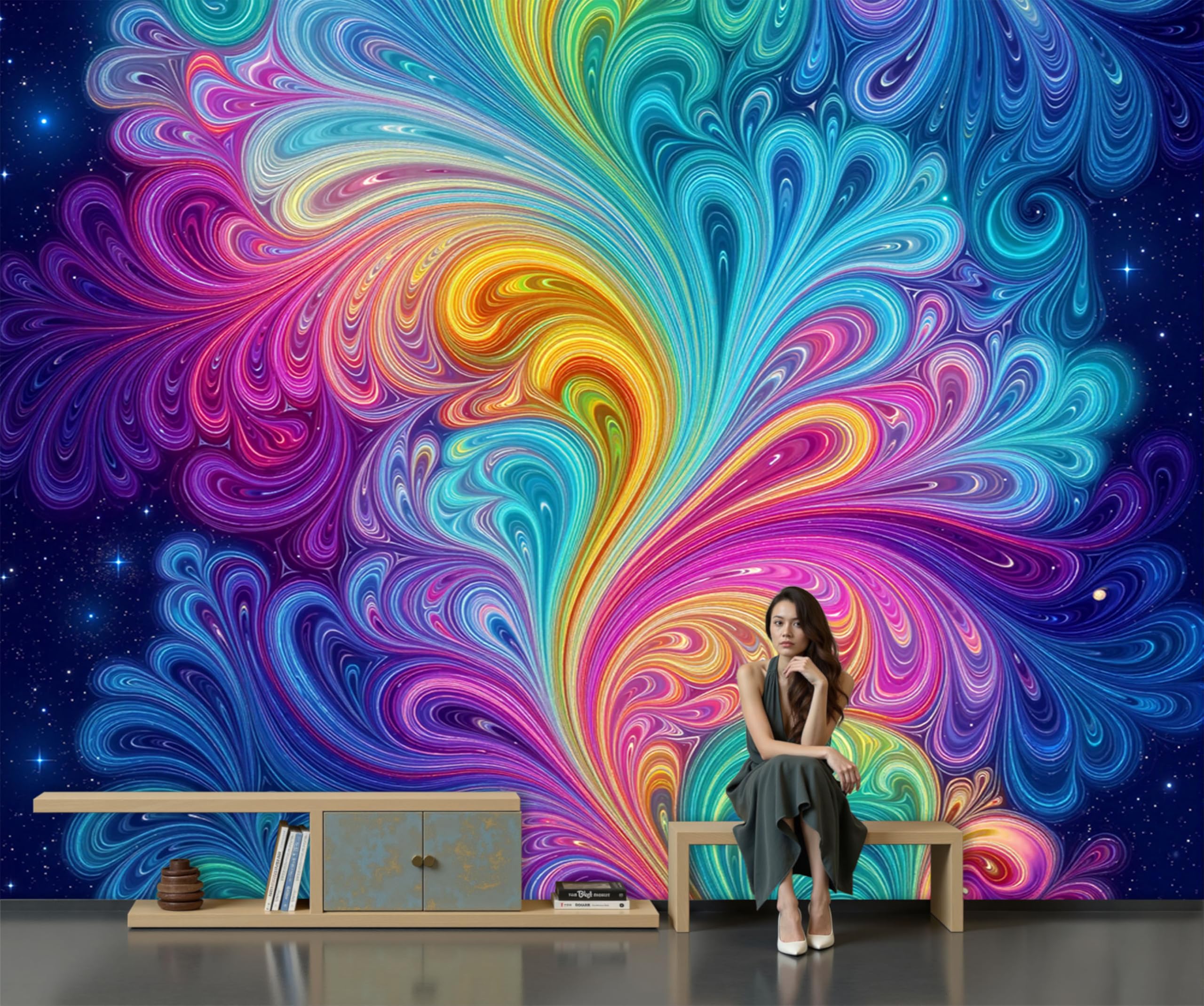 Papier peint abstrait 3D pour transformer un mur blanc et vide