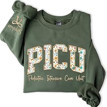 Custom Embroidered PICU Nurse Sweatshirt, Floral Applique Pediatric Intensive Care Unit Sweater, PICU Nursing Student Graduation, Peds Nurse Appreciation Gift, Pediatric Gifts
