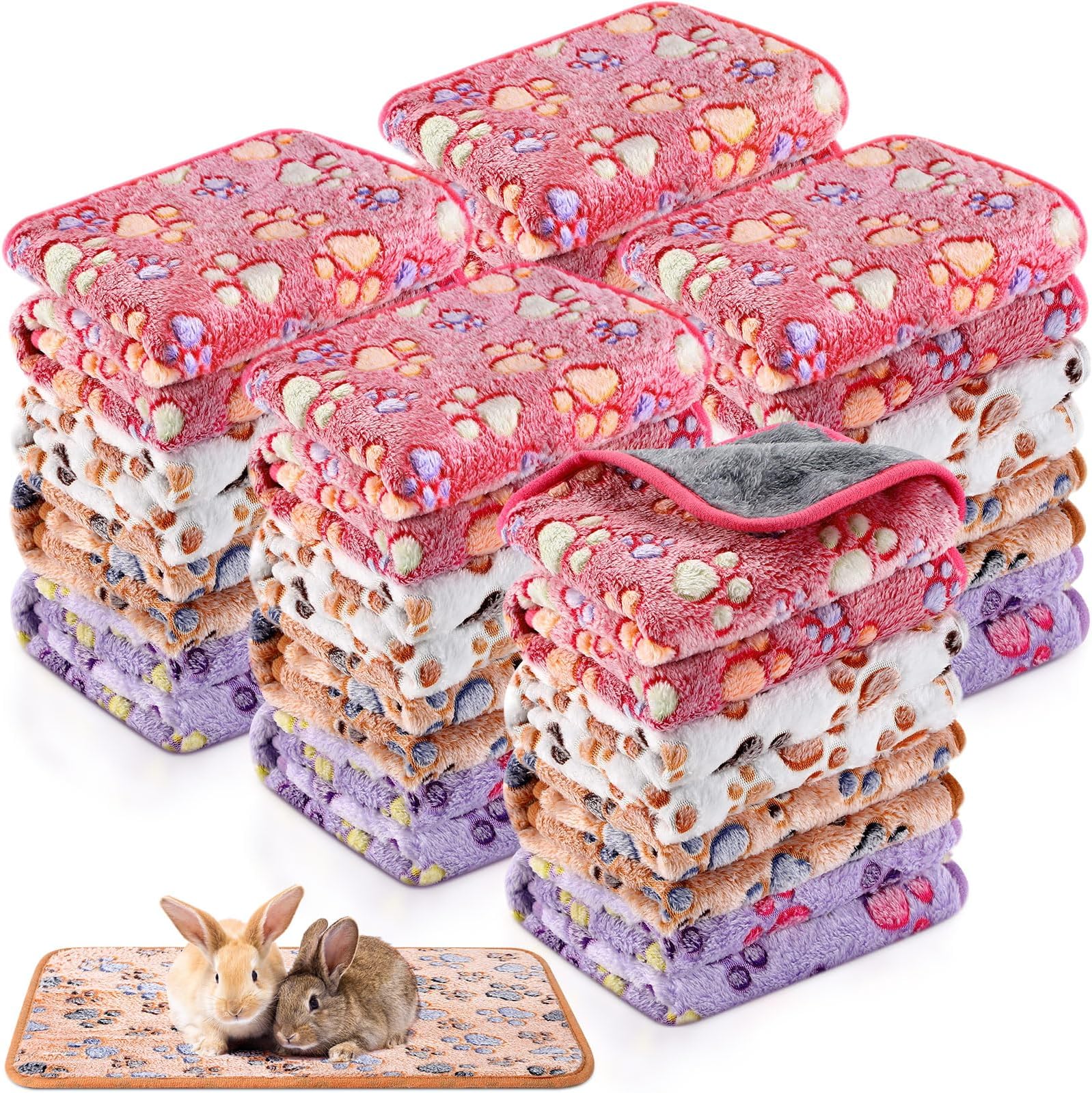 Newwiee 12 Pcs Fleece Guinea Pig Blankets Washable Guinea