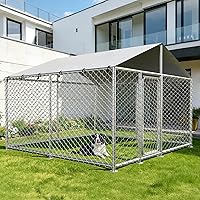 Vista 1 de Perrera resistente para perros de 7.8 x 7.8 pies con techo impermeable y resistente a los rayos UV, mecanismo de bloqueo seguro, caja de metal