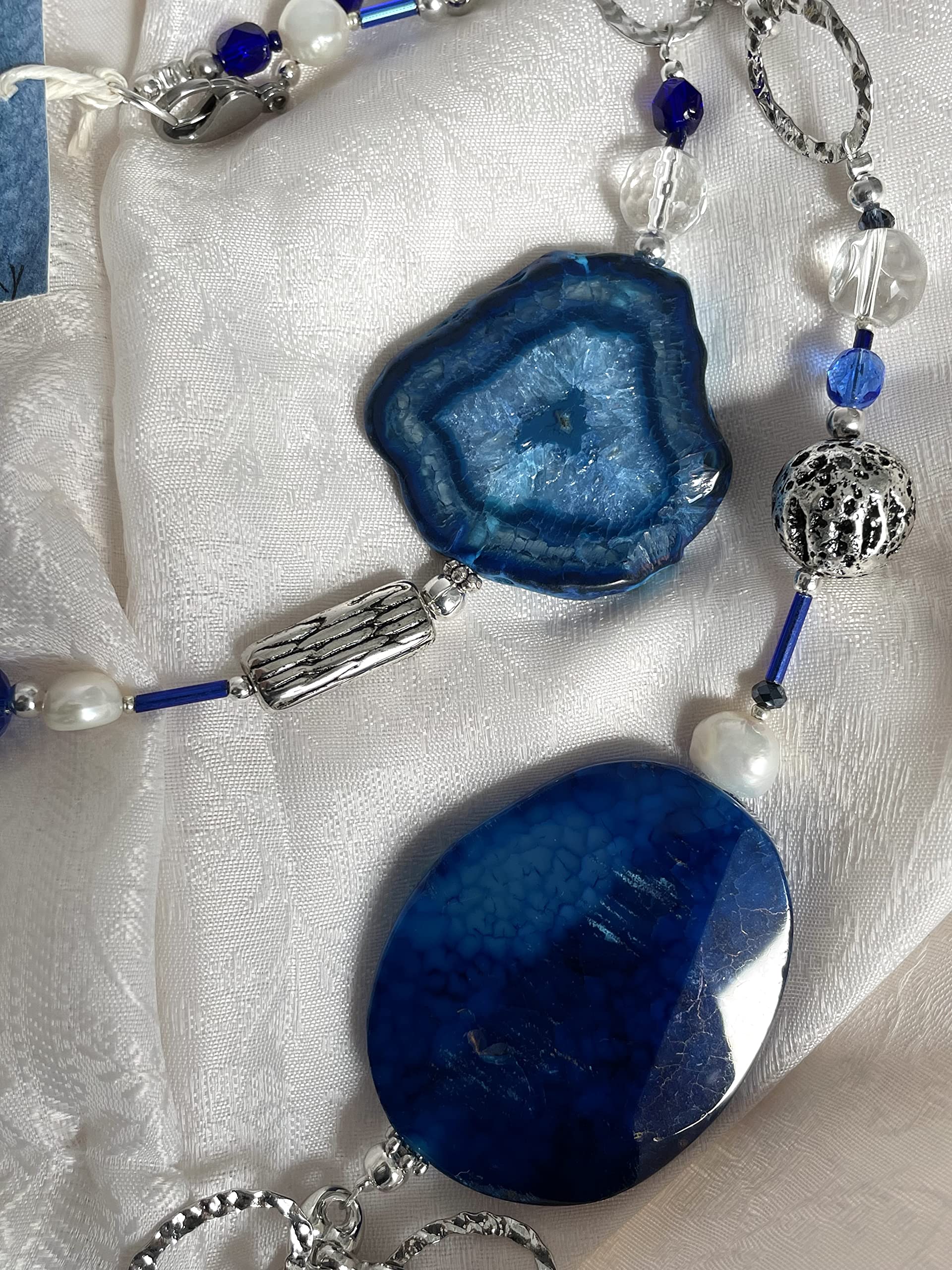 Collana Blu lunga in Pietre dure "NOTTE DI VELLUTO"