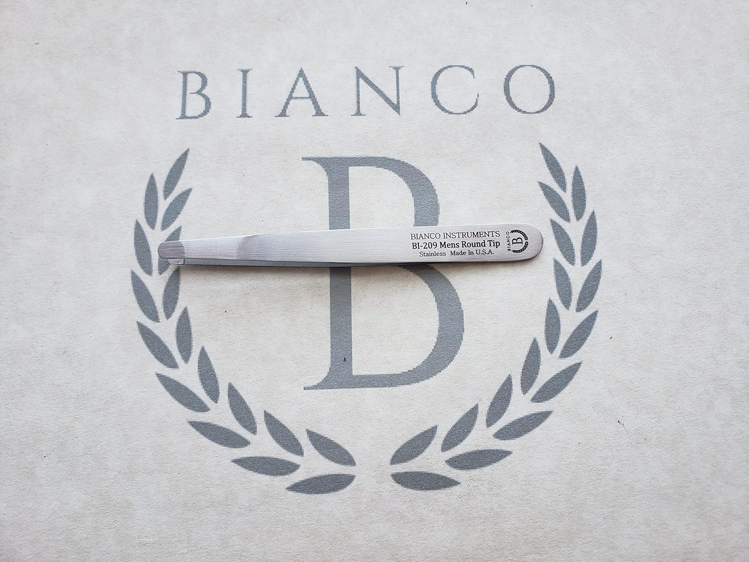 Bianco Instruments Men's Round Tip Tweezer - Premium Stainless Steel, Made in USA - Ideal for Eyebrow, Facial & Hair Removal - Precision Grooming Tool for Men