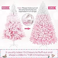 Vista 69 de Yaheetech Árbol de Navidad artificial preiluminado de 4.5 pies con luces blancas cálidas incandescentes, árbol de Navidad preiluminado completo