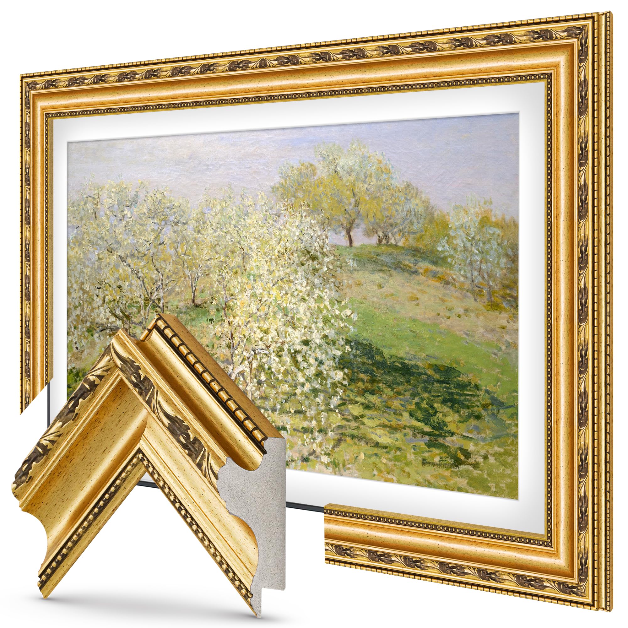 Deco TV Frames - Ornate Gold Smart Frame Compatible ONLY with Samsung The Frame TV (3" Color Chip)