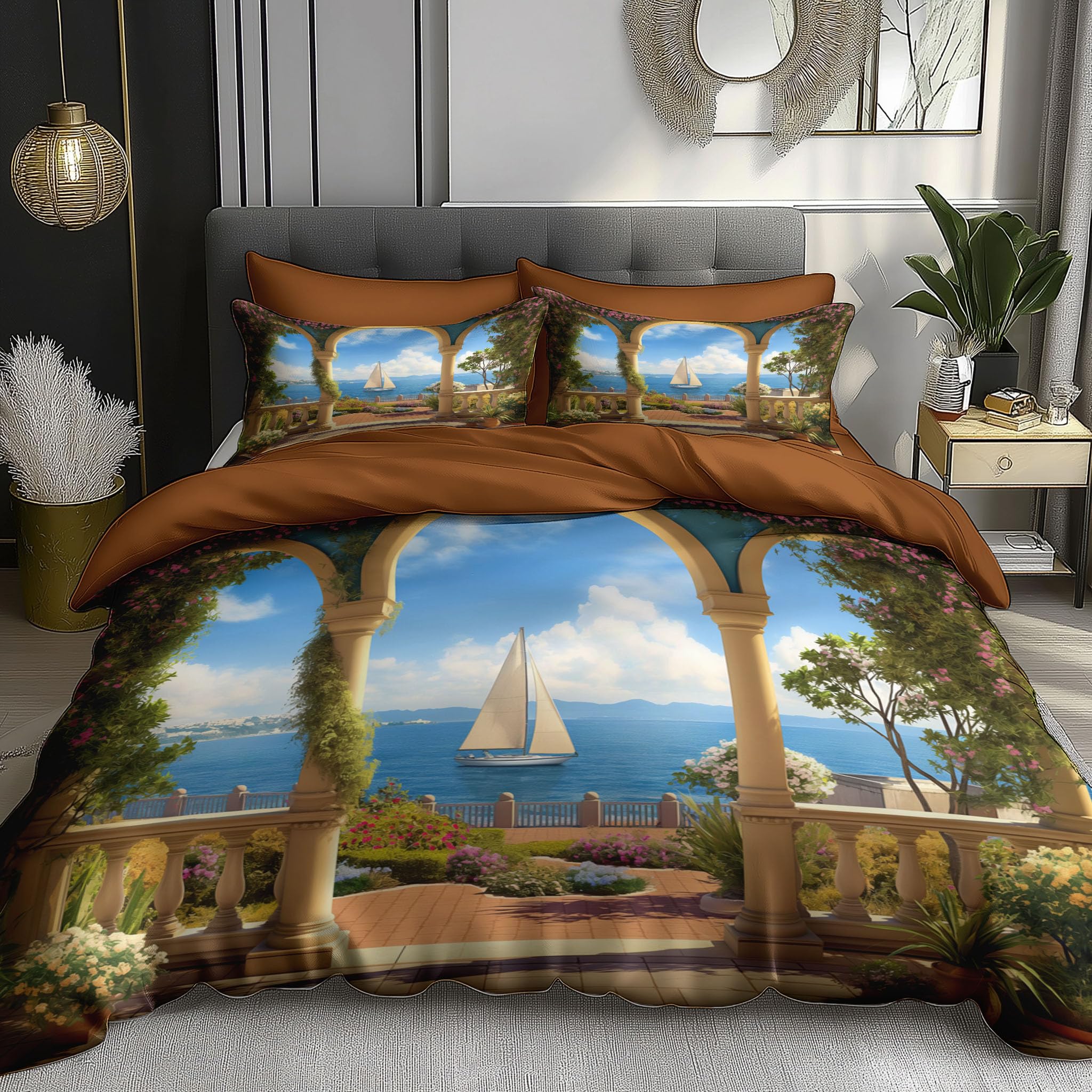 Housse de couette 220x240 réversible microfibre avec fermeture éclair