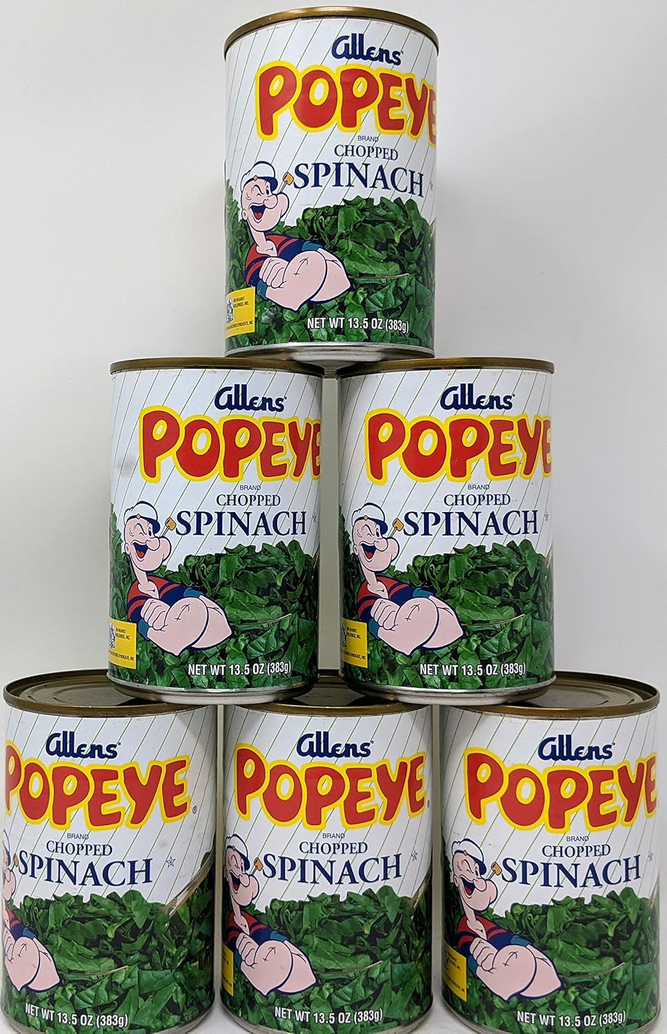 Allens Popeye Chopped Spinach -13.5 Oz Cans (Pack of 6)