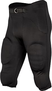 CHAMPRO Safety Integrated Football Practice Pants with Sewn-in Pads & Built-in Belt - Durable Flex for Youth & Adults, Black XS