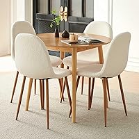 Vista 6 de Dining Kitchen Chairs Set of 4, Modern Upholstered Living Room Chairs White Comfortable Teddy Fabric Bedroom Chairs, Space Saving Dining Side Chairs